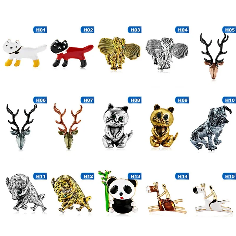 

Fashion Modern Animal Brooch Cute Panda Anlter Dog Cat Elephant Brooches For Women Enamel Pin Rhinestone Animal Brooches Jewelry