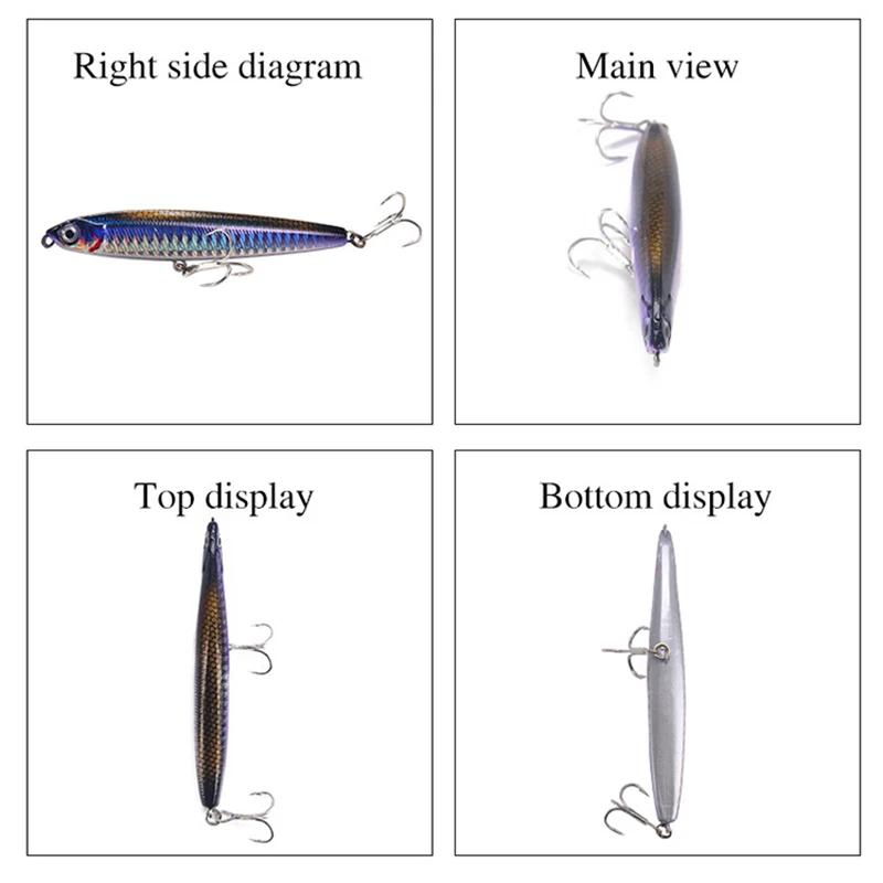 Vidéos sur Quel est Appâts de pêche en mer flottants 120mm 19g Wtd Popper leurre de surface en forme de crayon pour le bar