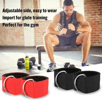 

2pcs 2 Color Adjustable Fitness Padded Ankle Straps Sports Safety Glute Leg Workout Nylon Ankle Strap Gym Home Fitness Equipment
