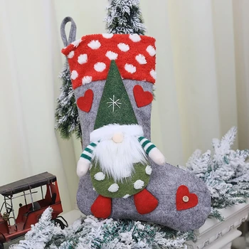 

Christmas Stockings Sock Gnome Doll Xmas Tree Candy Gift Bag Hanging Ornaments 67JB