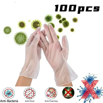

100PCS Black Disposable Gloves Latex Dishwashing/Kitchen/Work/Rubber/Garden Gloves Universal For Left and Right Hand