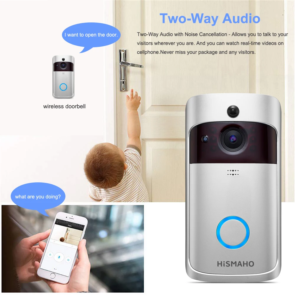 HISMAHO умный видео дверной звонок 720P HD дверная камера домофон IP беспроводной wifi дверной звонок визуальный домашний монитор безопасности ночное видение