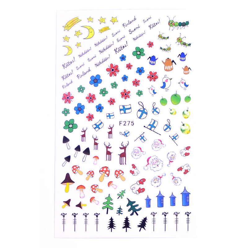 1 шт рождественские/садовые цветы/Dande дизайны маникюрные слайдеры 3D дизайн ногтей декоративные стикеры Наклейка - Color: WBZ-F275