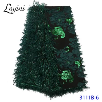 

Latest 2020 African Brocade Fabric Jacquard Brocade Lace Fabric with Feather Fashion Nigerian Net Lace Fabric for Sewing L3111B