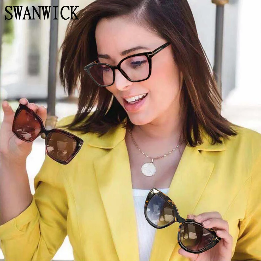 Swanwick Cat Eye Glasses Women Polarized Sunglasses Tr90 Magnetic Clip One  Frame With Two Clips Anti Blue Light Glasses Leopard - Sunglasses -  AliExpress