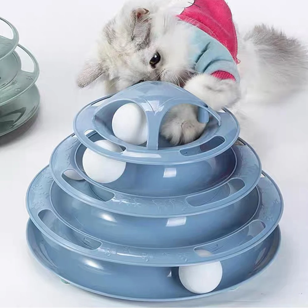 3/4 Levels Pet Cat Toy Tower Tracks Interactive Cats Ball Toys Intelligence Training Amusement Plate Disc Tunnel Product | Дом и сад