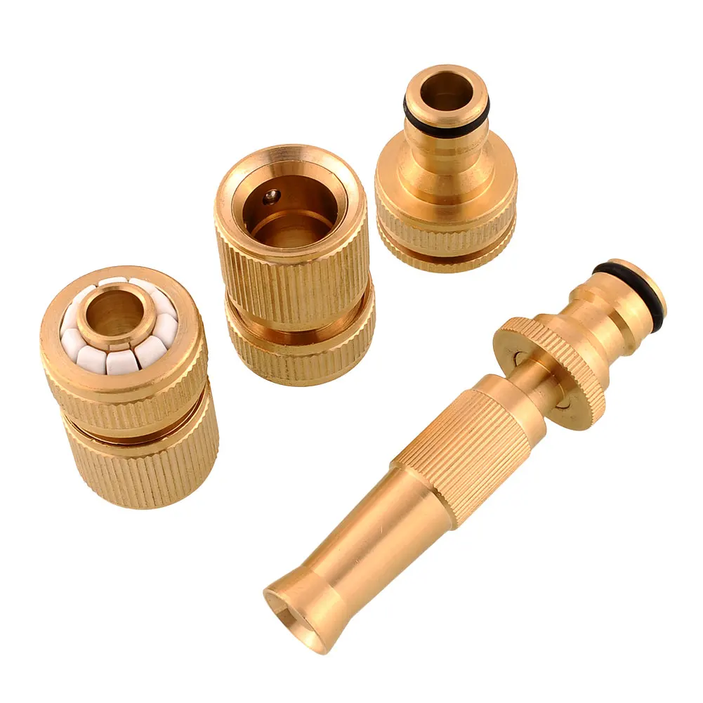 4Pcs Brass Threaded Water Pipe Tap Quick Connectors Adaptor Fitting Spray
