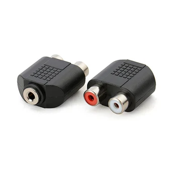 

2020 For Speaker Power Amplifier Plated 3.5mm Audio Stereo Jack Female To 2 RCA Female Audio Jack Connector Adapter