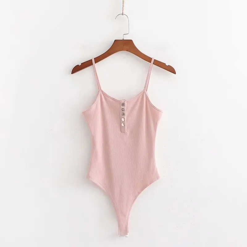 Candy-color Rib Knit Bodysuit Women Spaghetti Strap Sexy Tops Summer Playsuit Body mujer XDWM2957