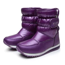 

MudiPanda Kids Winter Boots For Children Girls Boys Waterproof Pu Upper Shoes Baby Boots Plus Velvet Thickened Non-Slip Warm