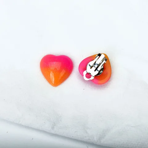 Pierced Women Resin Jewelry Big Heart Clip On Earrings Without Piercing Female Ear Cuff Earring klipsy na uszy