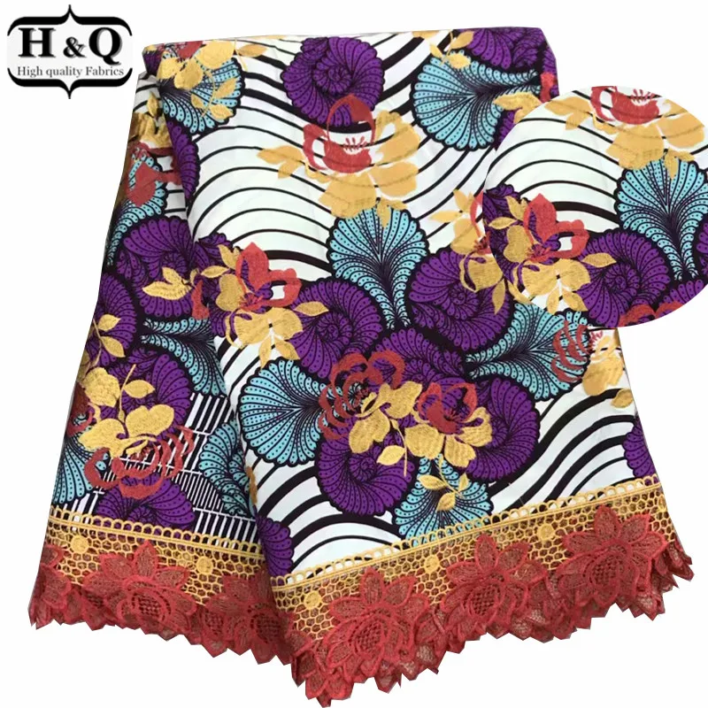 

2019 Popular African Ankara Wax Print Lace Fabric Wax Cord Lace 6 Yards/Pcs Nigerian Embroidery Wax Lace For Party Long Dress