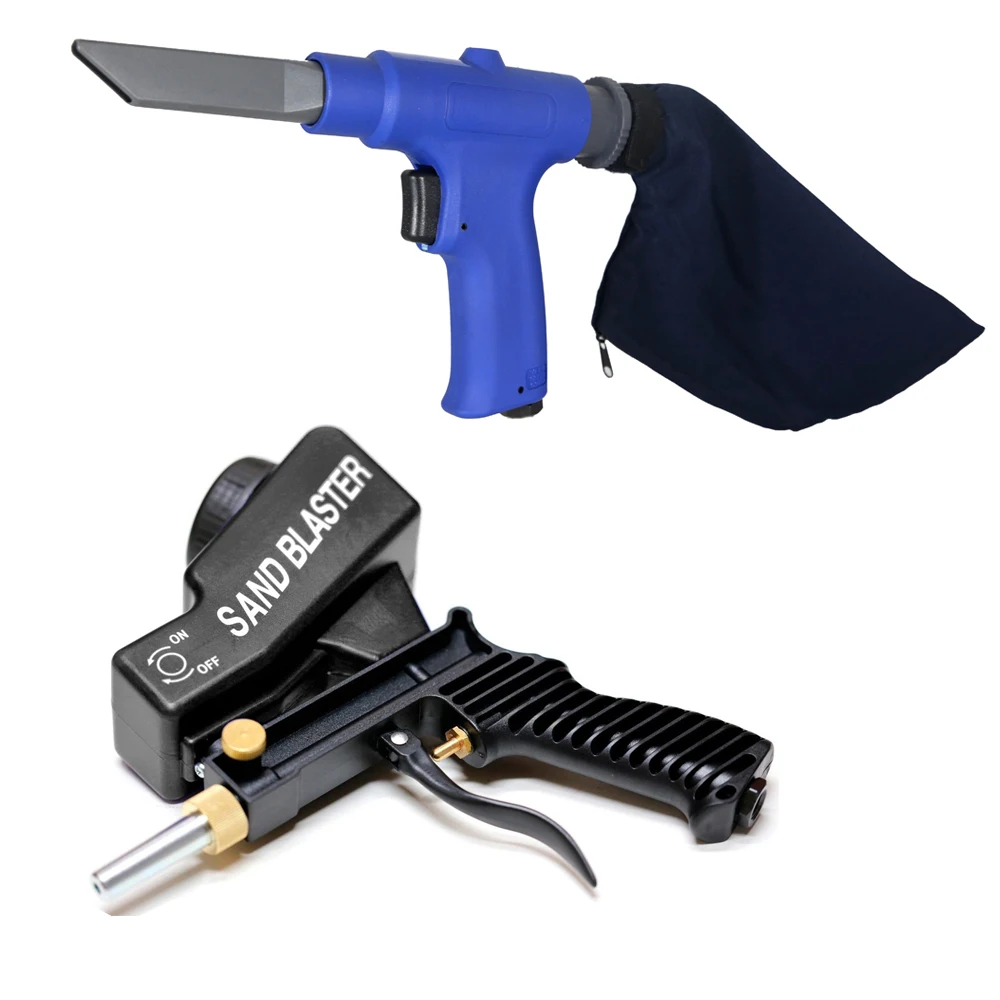 

2 in 1 Portable (Air Vacuum Blower Suction Gun + Sand Blaster) Pneumatic Gun Set Cleaner Sand-blasting with Accessorries Tool