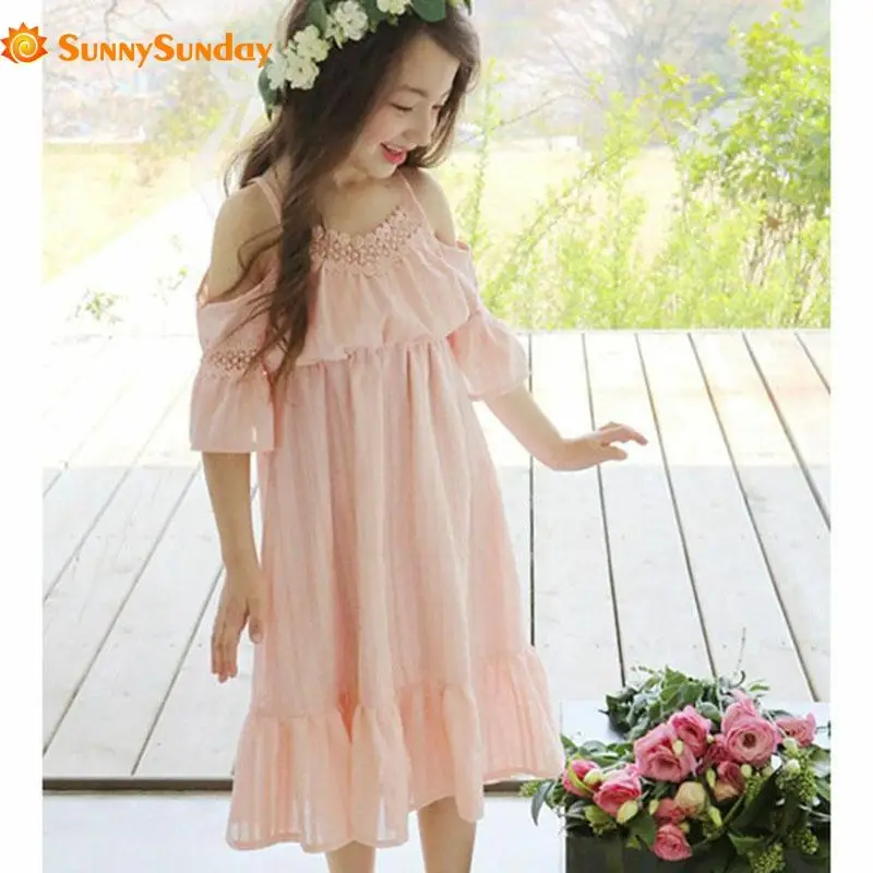 Новинка 2019 платья для девочек летняя детская одежда кружевное милое корейское