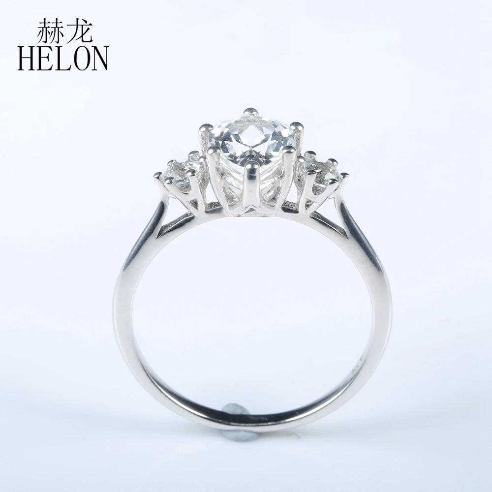 HELON стерлингового серебра 925 Сертифицированный Груша 6x8 мм натуральный белый топаз Обручение обручальное кольцо настройки Для женщин ювелирные изделия