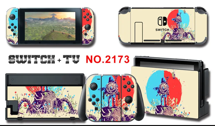 1set New Cute Anime Full Body Sticker for NS Switch Protective Cover Skin Colorful Art for Game Console Joy-Con Controller Decor