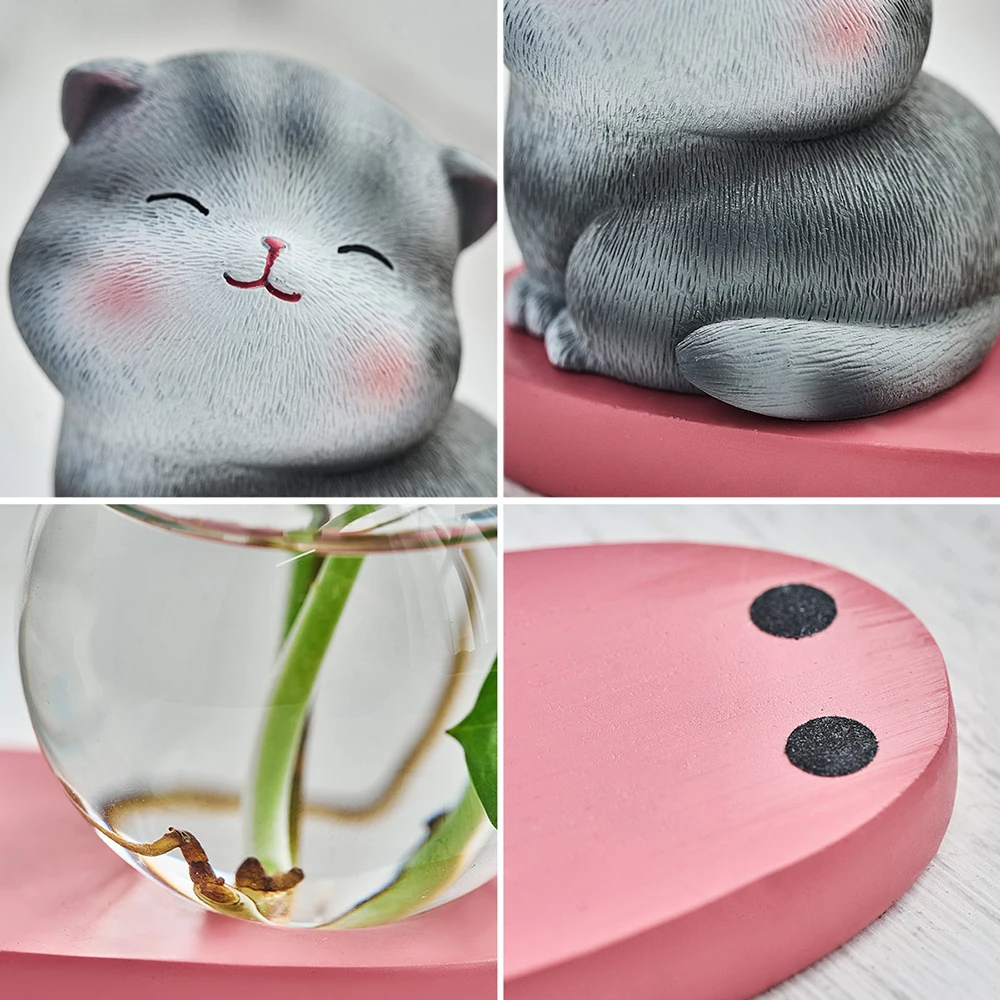 Кошка ваза для гидропоники Plexiglas милая детская столешница Современное украшение