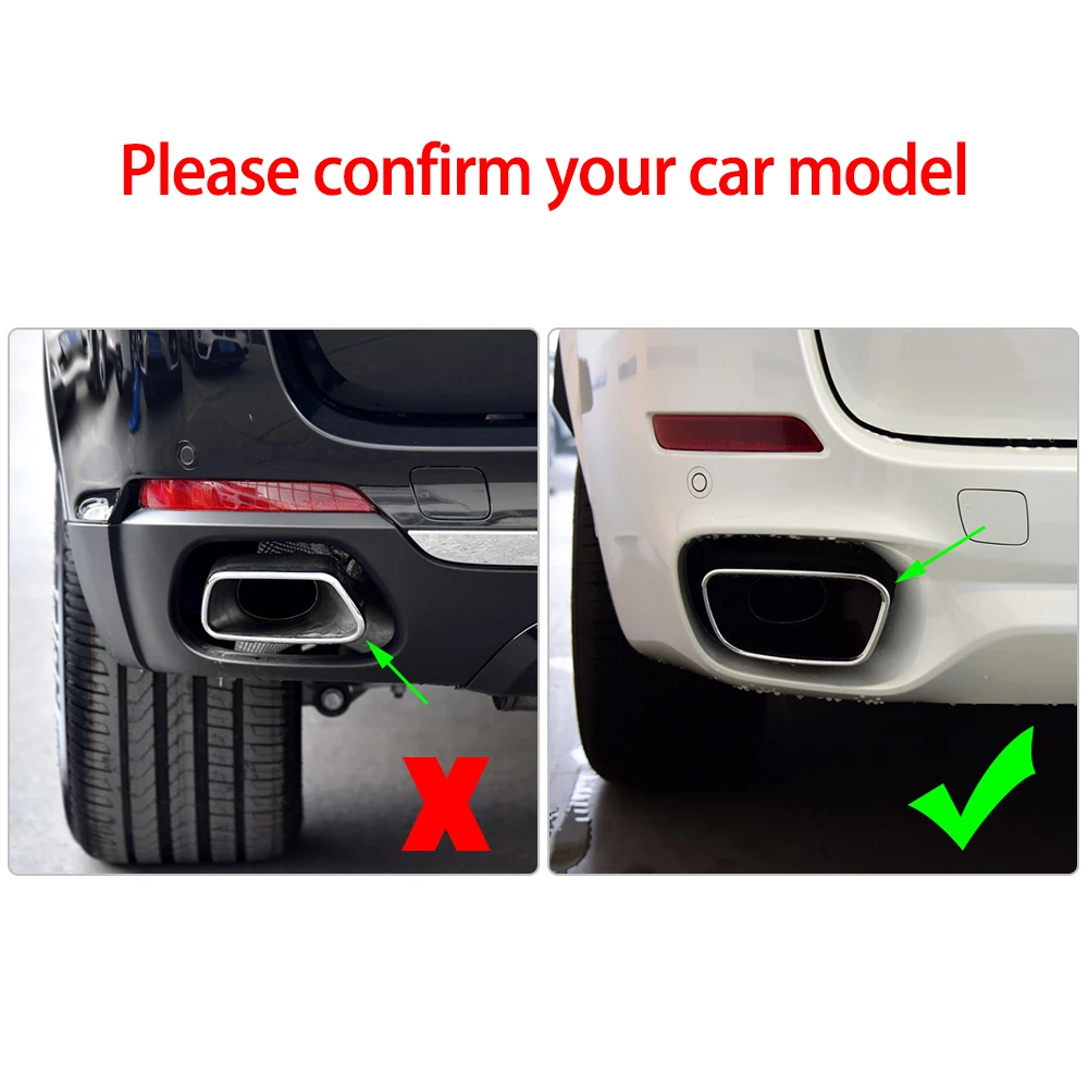 Stainless Steel Car Tail Muffler Exhaust Pipe Output Cover Parts for BMW X5 F15 2014 -, X6 F16 2015-(for M Sports Version)