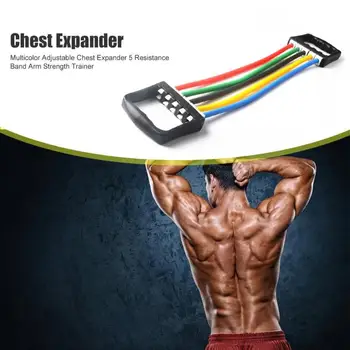 

Hot Sale Resistance Bands Classic Delicate Multicolor Adjustable Chest Expander 5 Resistance Bands Arm Strength Trainer