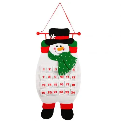 Snowman Милый Рождественский календарь Рождественская Фигурка Санта Снеговик рисунком в виде лося из мультфильма календарь из ткани Рождество навесной декор для стен календарь домашний декор для дверей - Цвет: Snowman