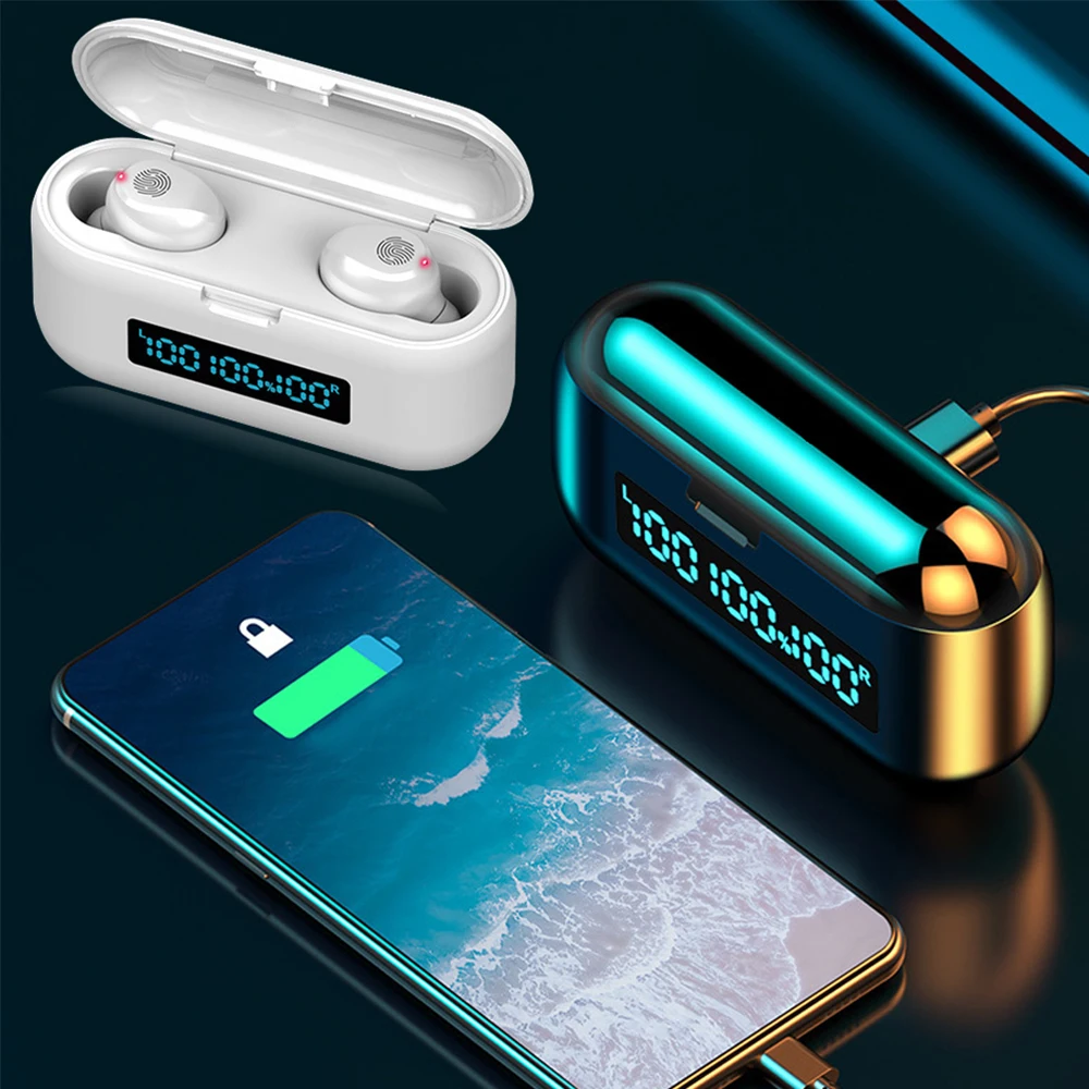 For Android Phone Mini Wireless Bluetooth Earphone In Ear Touch Control Earbuds Stereo Bass Gaming Headset Wired Headphones