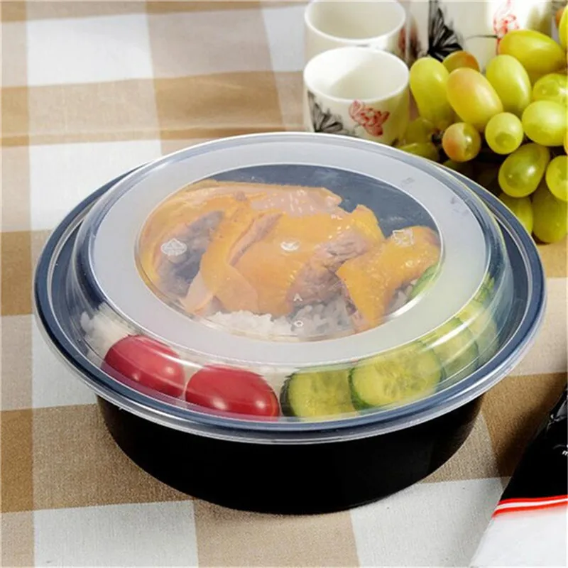Новейший 1 отсек 32 унций круглый бэнто Ланч-боксы Microwavable одноразовая пища контейнер для фруктов коробка Посуда столовая посуда