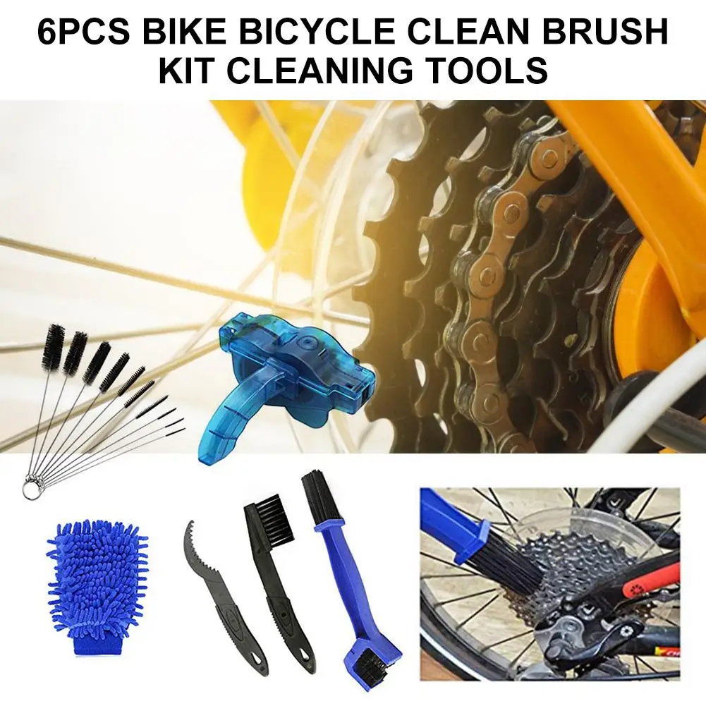 Fit All Bike GZCRDZ 6pcs Bike Bicycle Clean Brush Kit/ Cleaning Tools for Bike Chain/Crank/Tire/Sprocket Cycling Corner Stain Dirt Clean 