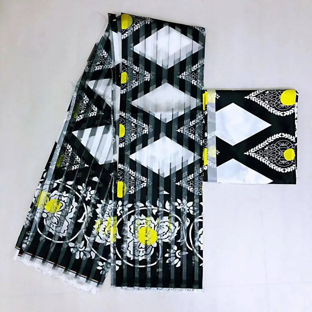 Африканская восковая лента, Шелковый воск, Анкара,, атласная ткань, органза, ткань, 4 ярда для платья+ 2 ярда, Шелковое кружево, 30 - Цвет: 12