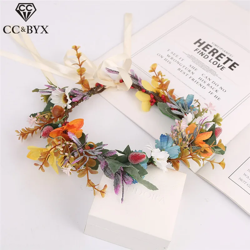 CC Цветочная Корона искусственный Венок Свадебные аксессуары для волос женщин