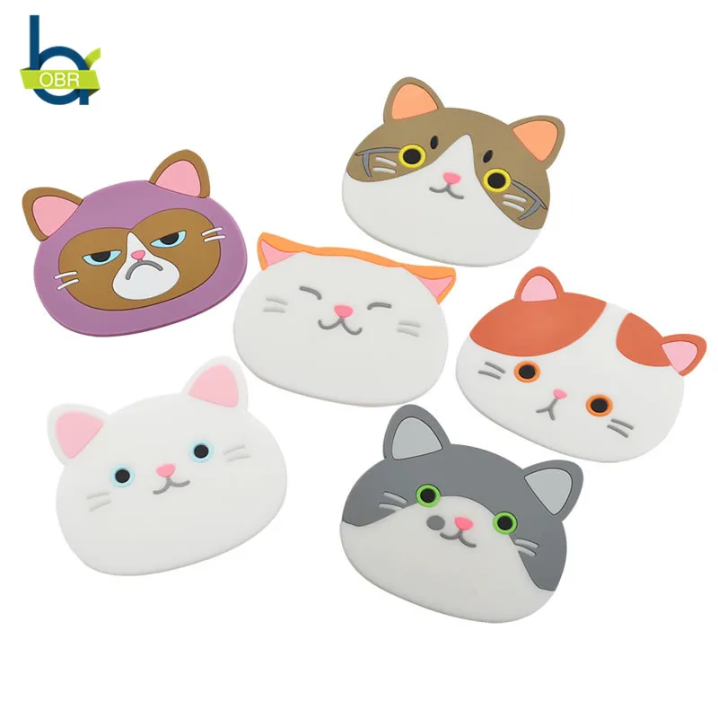 

OBR Silicone Cartoon Cup Coaster Creative Cute Mug Cat Coaster Heat Resistant Drink Mat Cat Shape Home Coffee Tea Coaster Tools