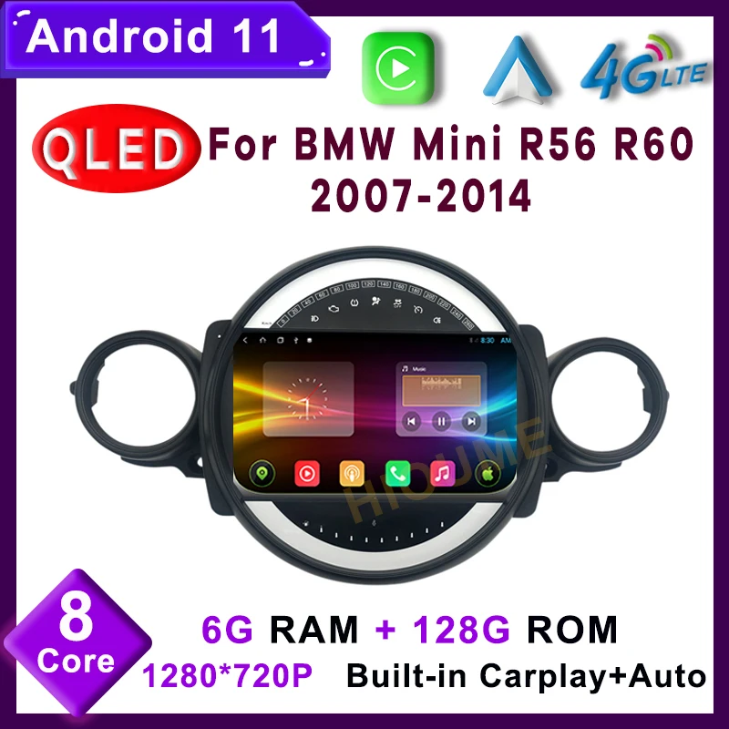 Автомобильный мультимедийный плеер стерео-приемник на Android 11 6 + 128 ГГц для BMW MINI