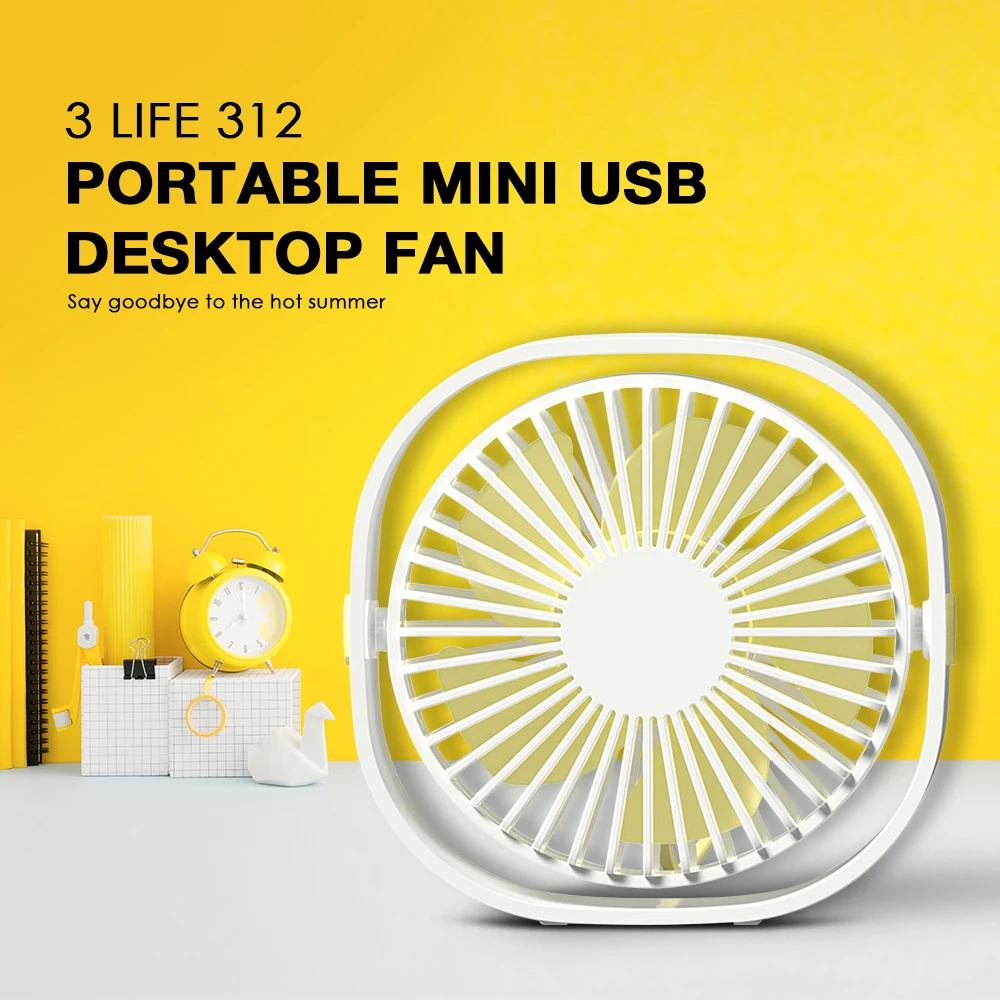 

Portable Cooling Fan Mini USB Desktop Fan Household 3 Speed with 360 Rotation Adjustable Angle for Home Office Traveling