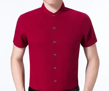 

new men's stand-up collar short-sleeved shirt maa1 loose solid color shirt men's thin style summer new style AA5966-01-06