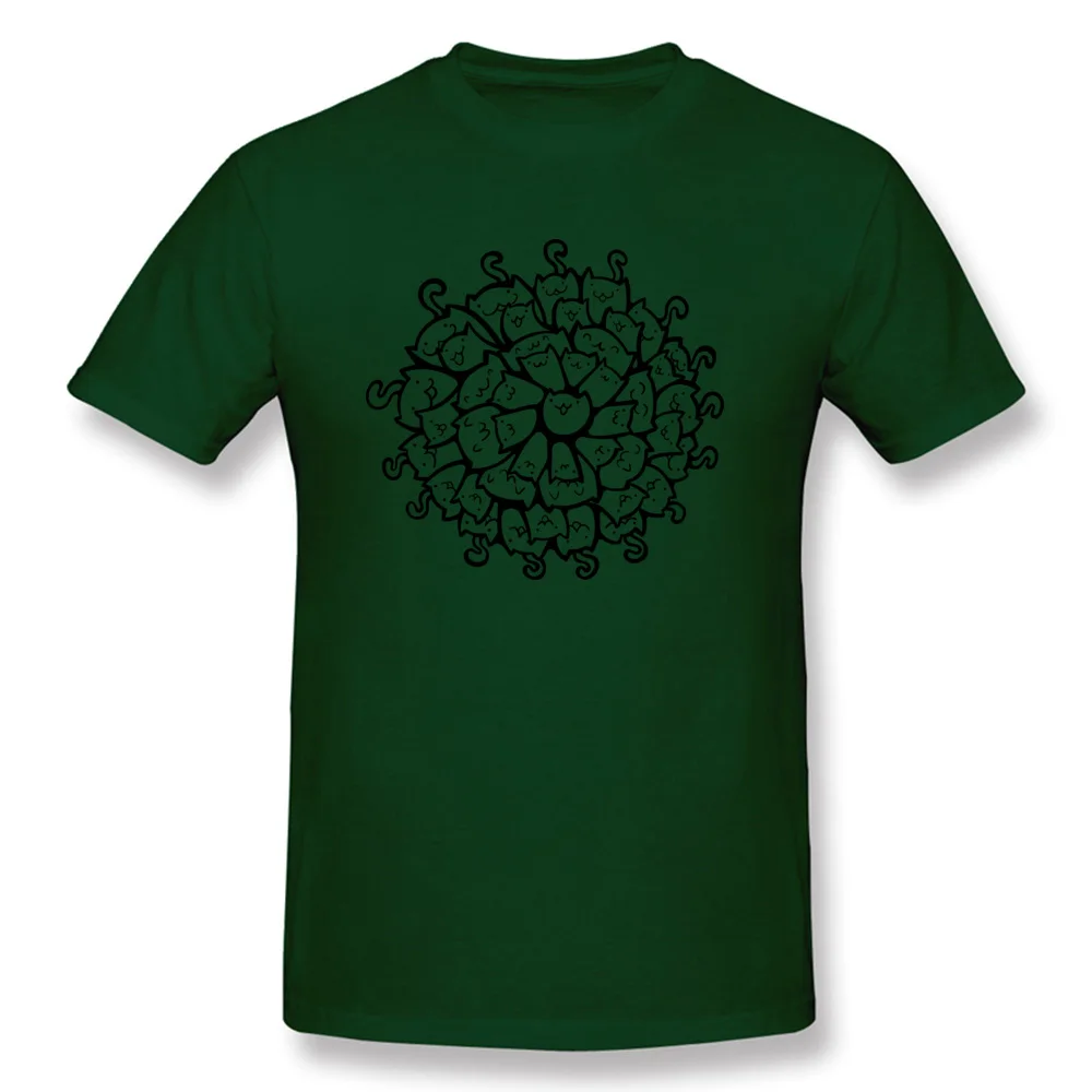 Funny T-shirts 2018 Discount Round Neck Cat Mandala Cotton Fabric Men Tees Leisure Short Sleeve Tee Shirt Wholesale Cat Mandala dark
