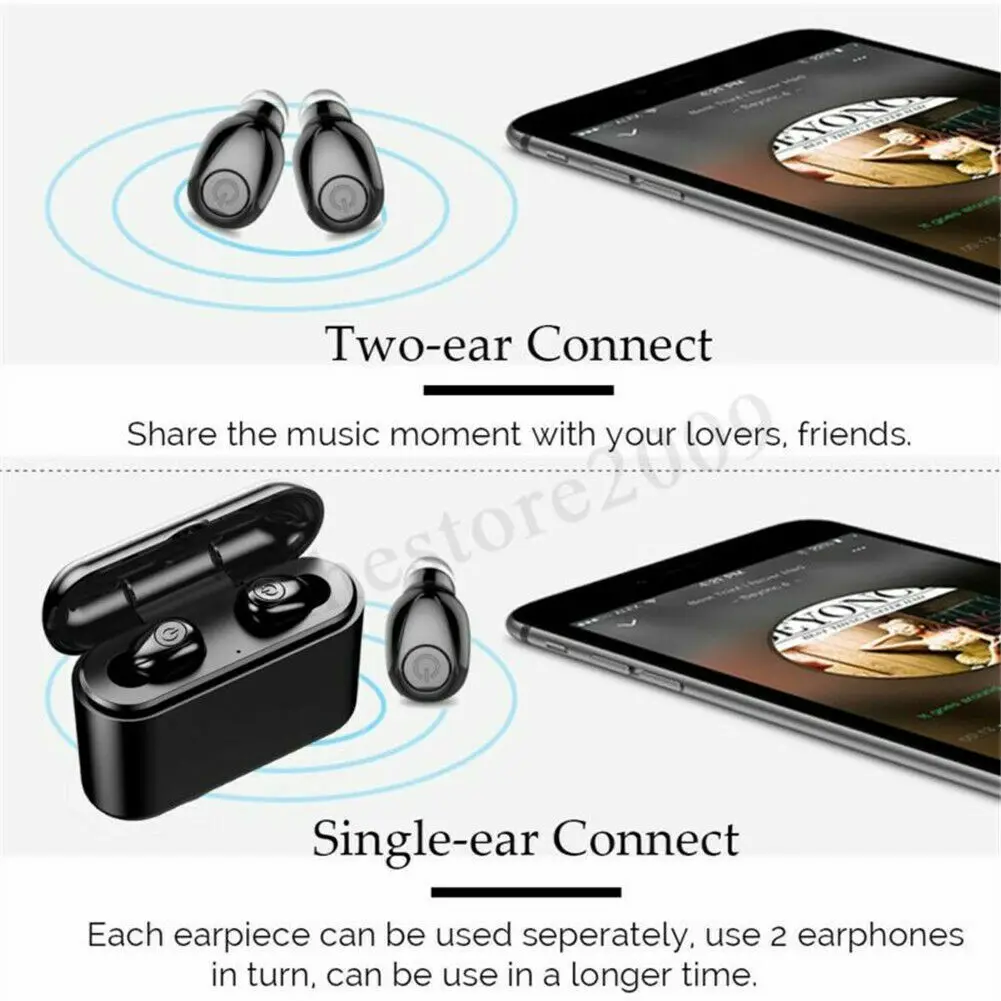Bluetooth 5,0 наушники-вкладыши беспроводные TWS стереонаушники HiFi водонепроницаемые с зарядным устройством для телефона ПК ноутбука