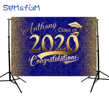 

Sxy1891 Class of 2020 Photography Backdrops Royal Blue and Gold Graduation Party Photo Background Grad Prom Decorations