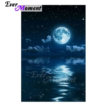 

Ever Moment Diamond Art Painting Set Landscape Moon Above Sea Starry Sky DIY Mosaic Diamond Embroidery Craft New Arrivals 5L458