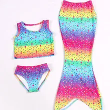 Новые 3 шт./комплект, детский купальник с хвостом Русалочки купальники для девочек купальный костюм для косплея комплект бикини купальные костюмы