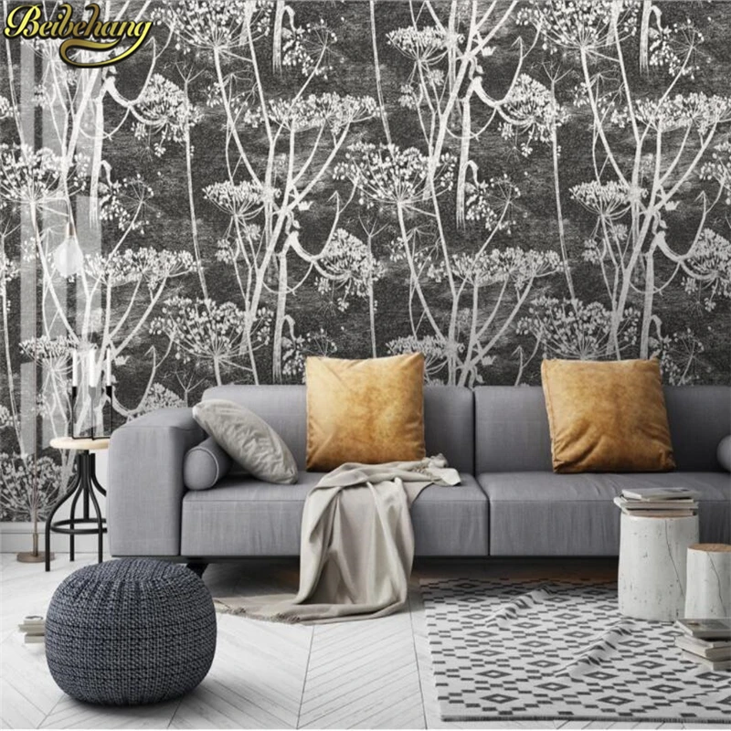 beibehang custom Black and white circle dandelion photo murals wallpapers for living room 3d wall sticker wall papers home decor