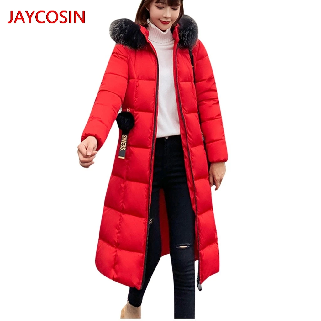 JAYCOSIN женские парки женские зимние теплые с капюшоном толстые молнии карман тонкая куртка пальто новое поступление L4008029