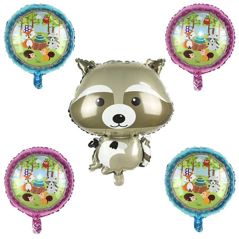 1 Набор, Лесной воздушный шар из фольги в виде животного, 10 дюймов, латексный шар, лиса, ежик, животные, тема, вечерние, для детей, на день рождения, воздушный шар, украшение для детского душа - Цвет: T02-5pcs