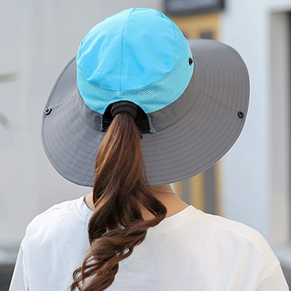 SANWOOD Women Summer UV Protection Wide Brim Sun Cap Outdoor Beach Climbing Boonie Hat