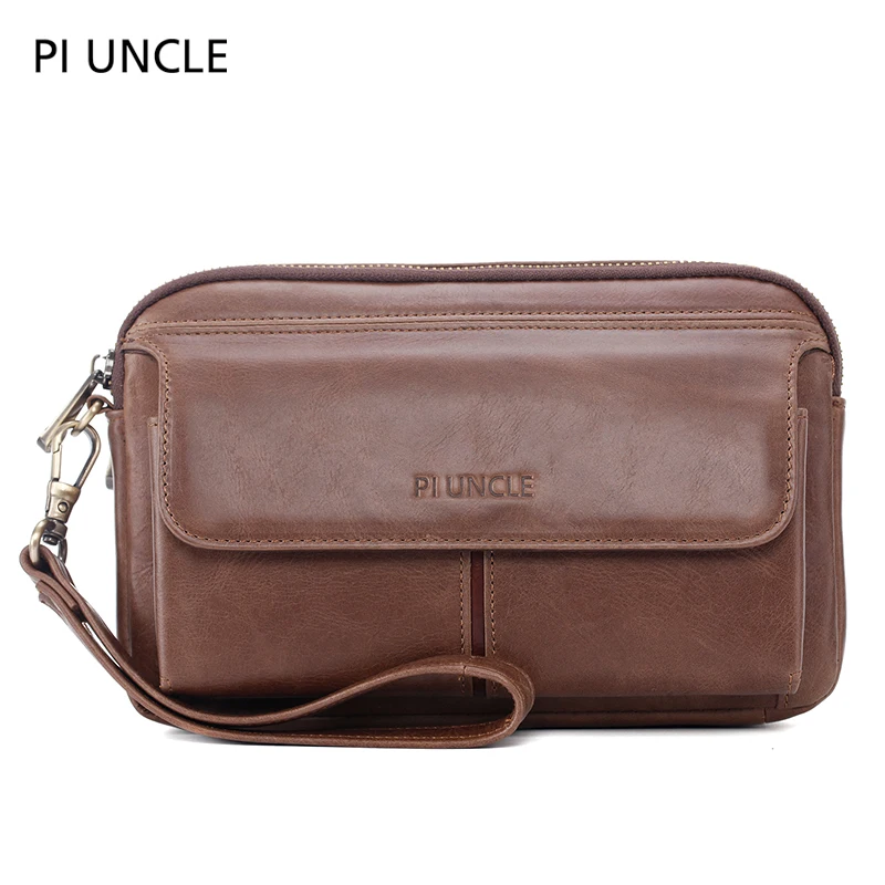 Mens' Vintage Genuine Leather Clutch Purse Men Business Clutch Hand Bag  Cowhide Wallet D075