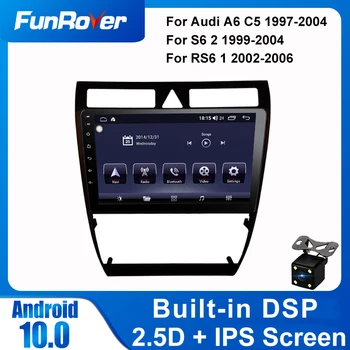 

Funrover Android 10.0 car dvd For Audi A6 S6 RS6 Allroad radio gps navigation multimedia stereo player autoradio DSP 2.5D+IPS BT
