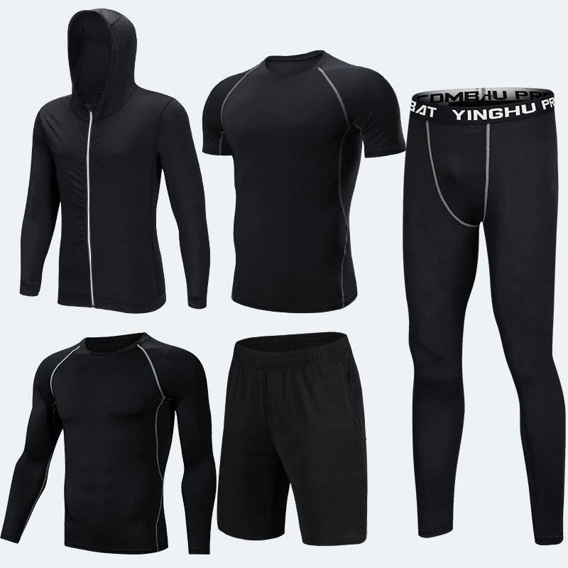 Спортивный костюм для спортзала, мужские наборы для бега, спортивная одежда для фитнеса, быстросохнущие баскетбольные колготки, компрессионное нижнее белье, спортивный костюм, одежда