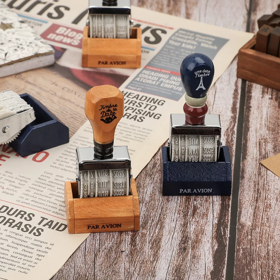 Holz Datumsstempel Mit Roller - DIY Stempel Für Karten & Scrapbooking