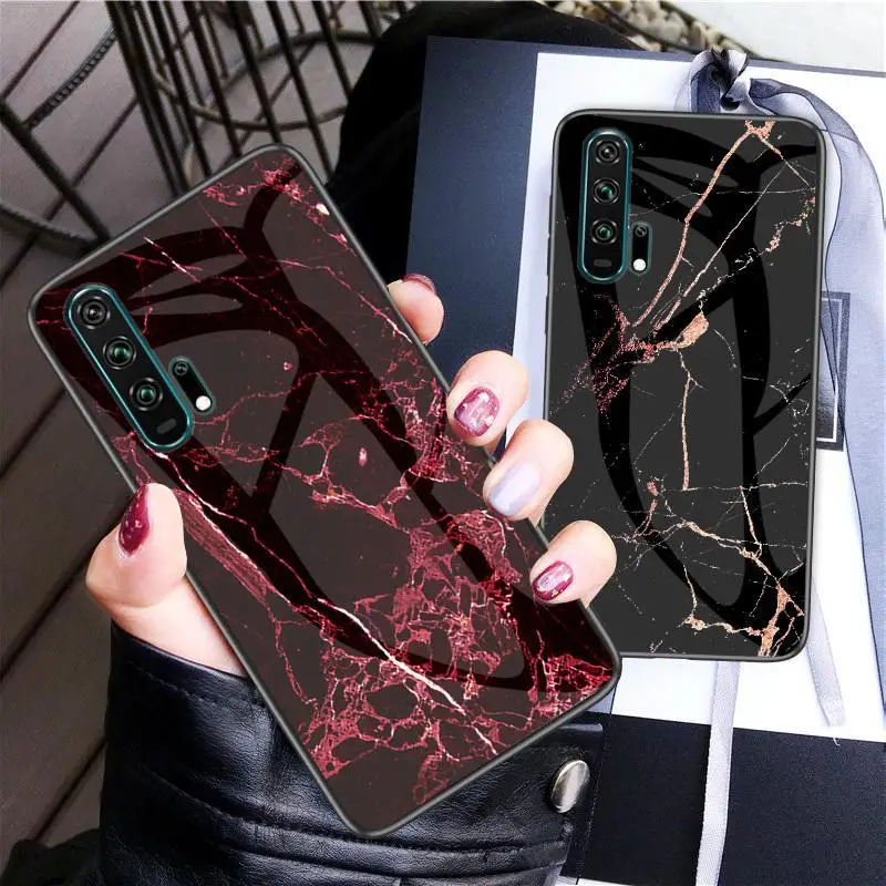 Cases For Huawei P30 Lite Pro Nova 5 5i Y7 Honor 9X 20 20i 10i 8A 8 Marble Tempered Glass Silicone Frame Case Cover |