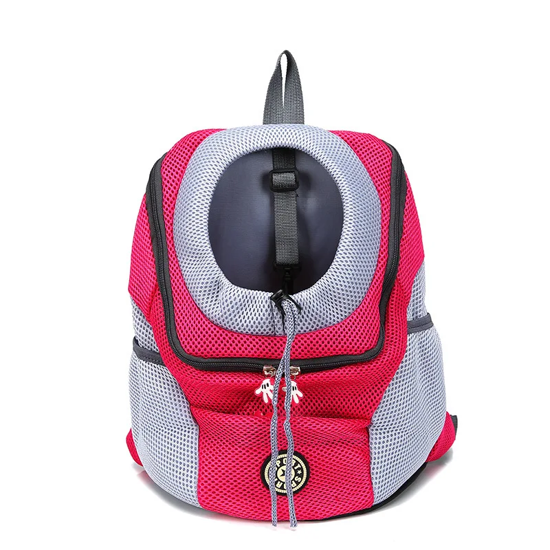 Уличная Сумка-переноска для собак, дышащая, для собак, передняя сумка, с двойным плечом, портативный рюкзак для путешествий, сетчатый рюкзак на голову - Цвет: Pink