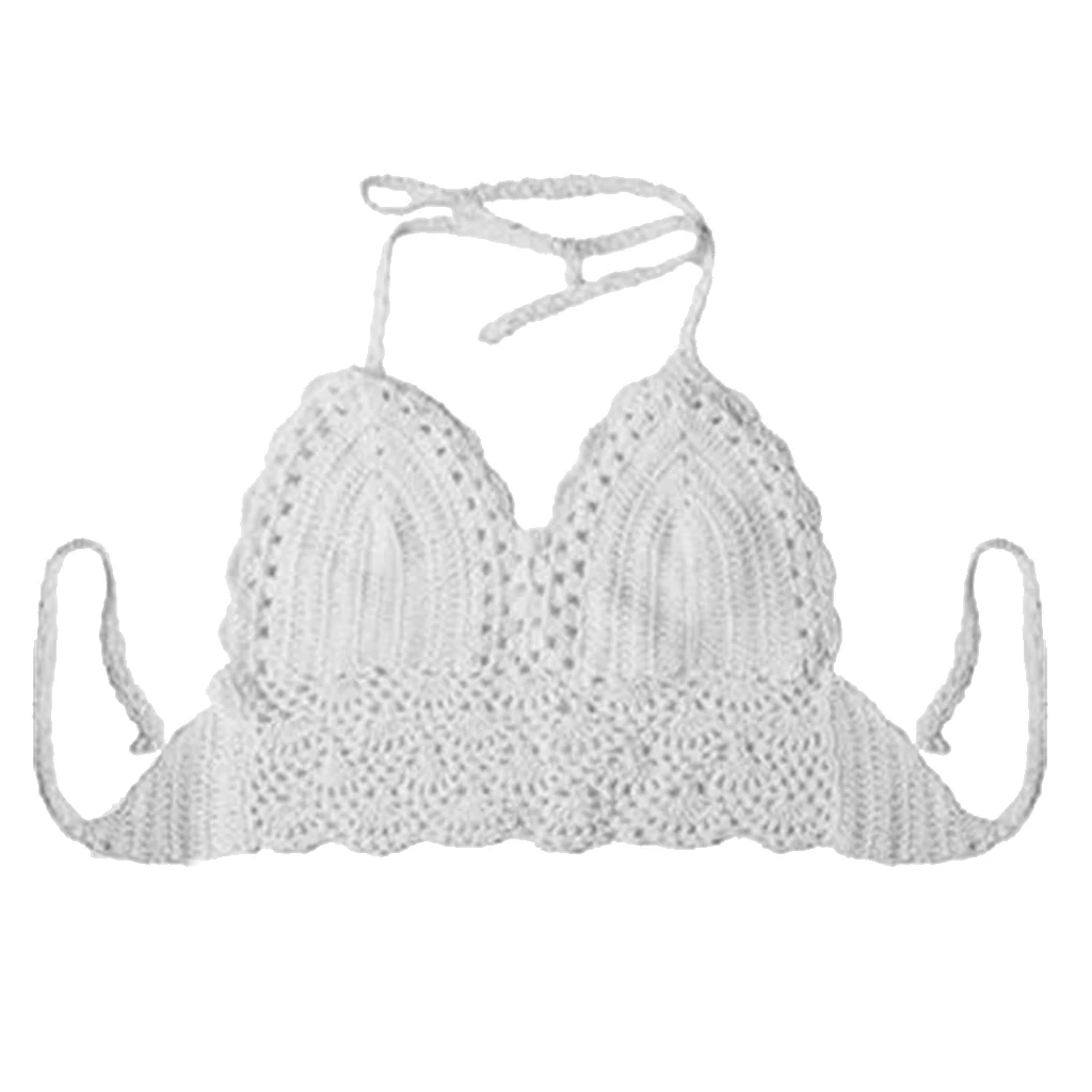Women's Knit Mesh Crochet Hollow Bikini Cover Up Bar Tops Bathing Swimwear Bikini Swimsuit for Women