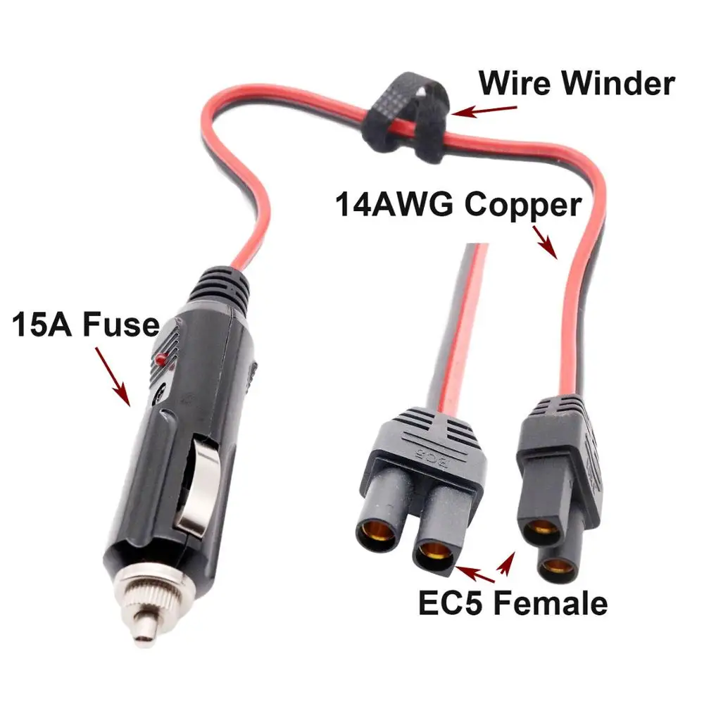 12V 24V Car Cigarette Lighter Plug to EC5 Female for Emergency Battery Booster Portable Charger Power Supply Jump Starter Cable |